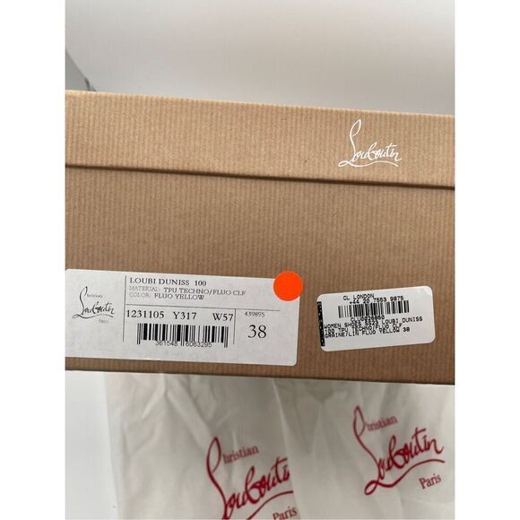 Christian Louboutin Loubi Duniss 100 Fluo Yellow EU 38 - Picture 8 of 10